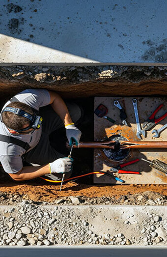Plumber Soldering Copper Pipe